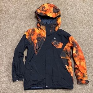 VOLCOM Boys Youth Snowboard Jacket XL fire orange yellow black LK New RARE